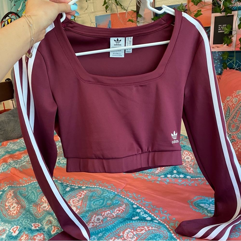 Adidas cropped long sleeve workout top